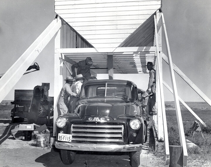 Old truck at elevator